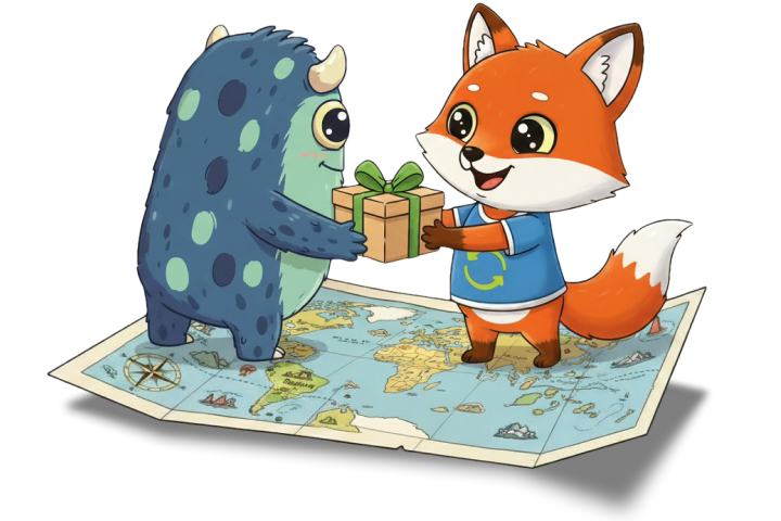 Ilustración de monstruos amigables